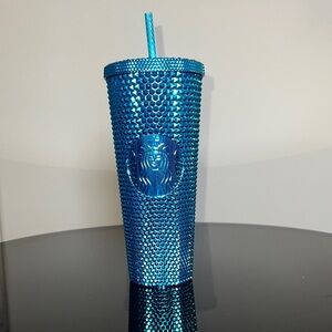 Starbucks 2023 Summer Metallic Blue Chrome Studded Venti 24oz Cold Cup Tumbler